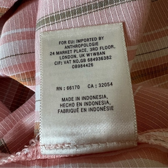 Anthropologie Maeve Byron Striped Balloon Sleeve Blouse X-Small, light pink - Picture 11 of 14